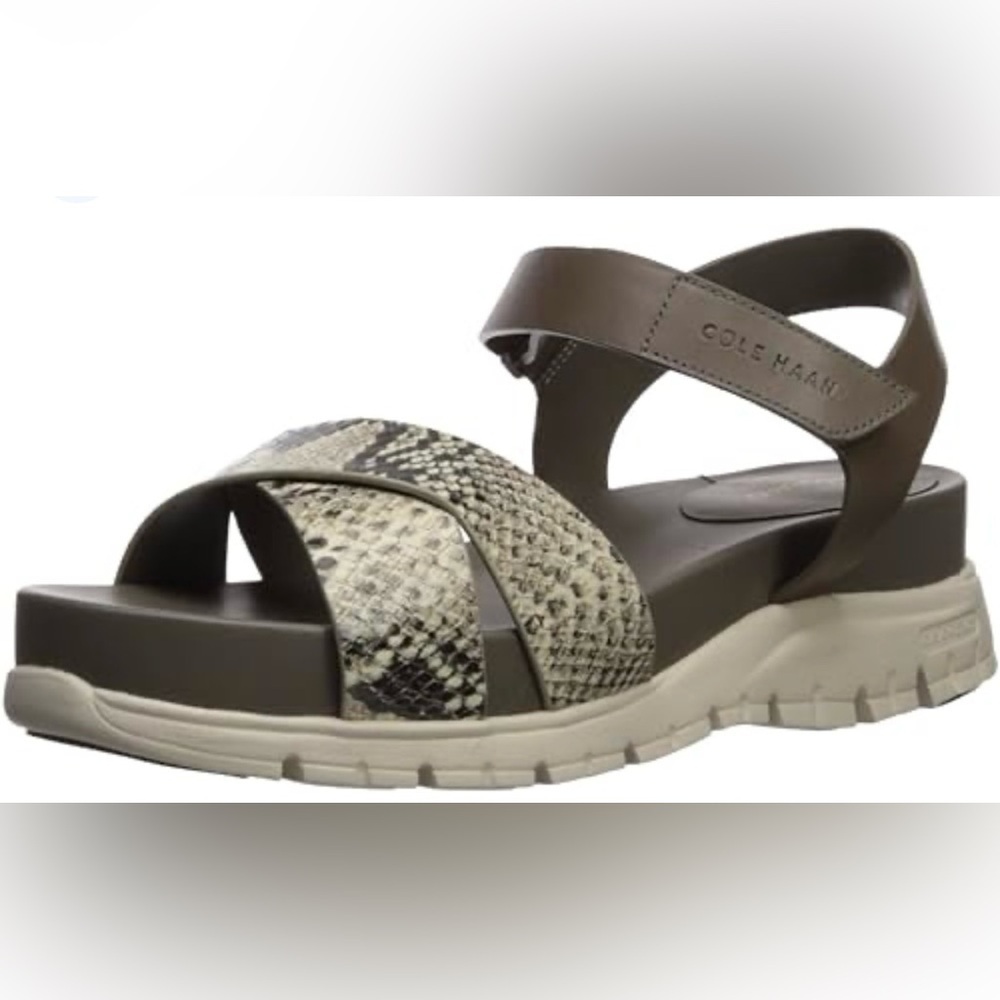 Cole Haan Zero‎ Grand python print crossed front leather comfort sandals Sz 10